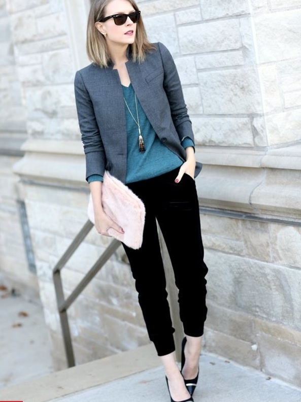 03-black-cropped-trousers-a-dark-green-jersey-a-grey-jacket-and-black-shoes