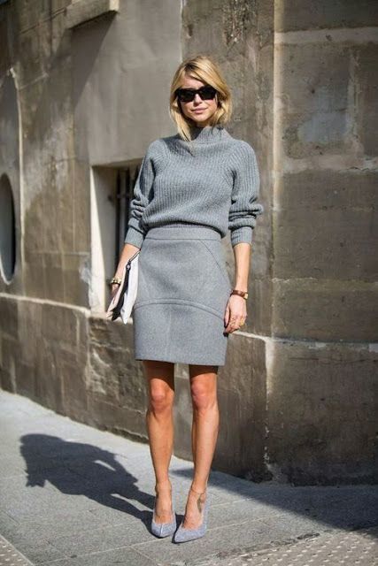 27-monochrome-grey-look-with-a-skirt-and-a-turtleneck-sweater-and-heels