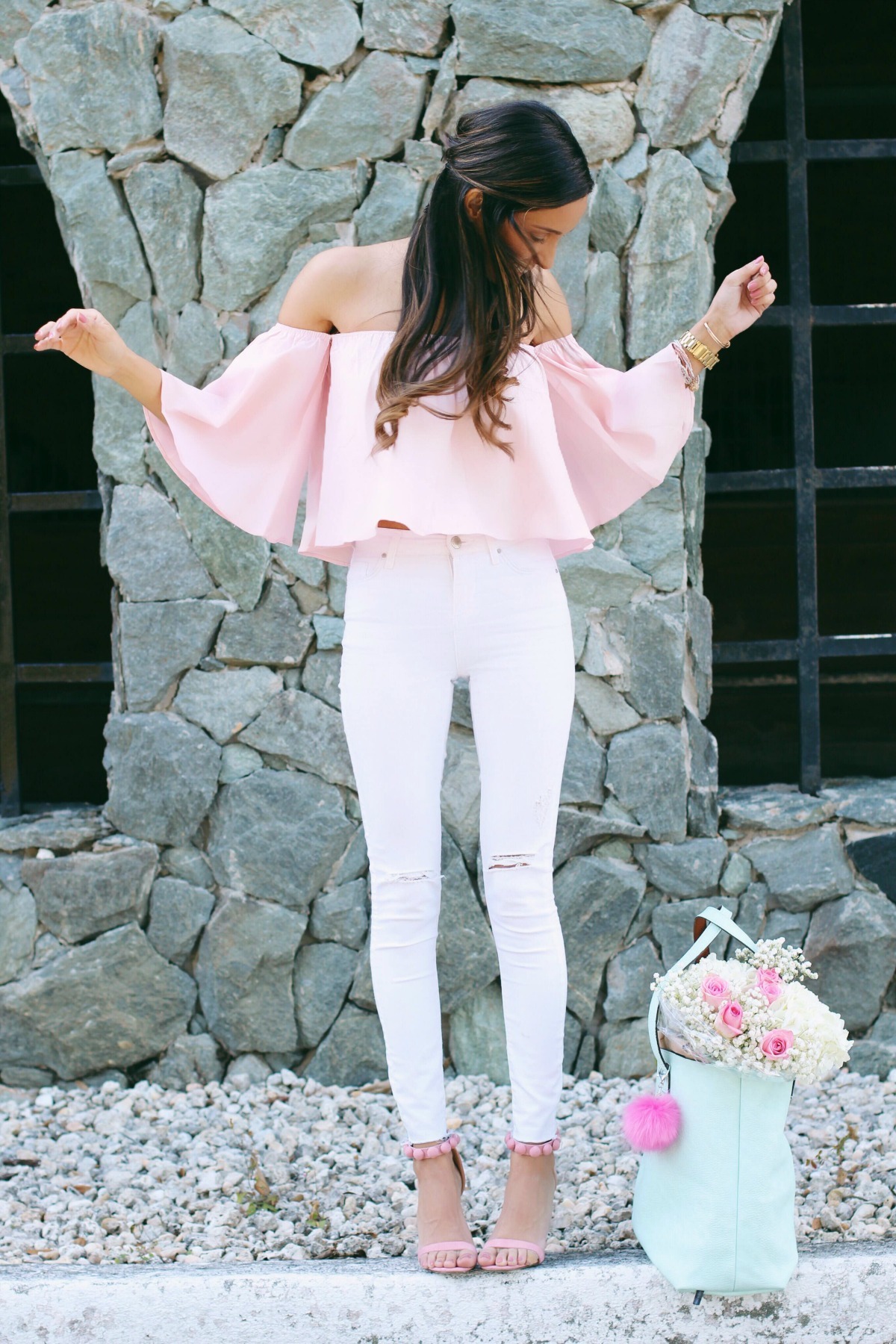 white ripped denim jeans