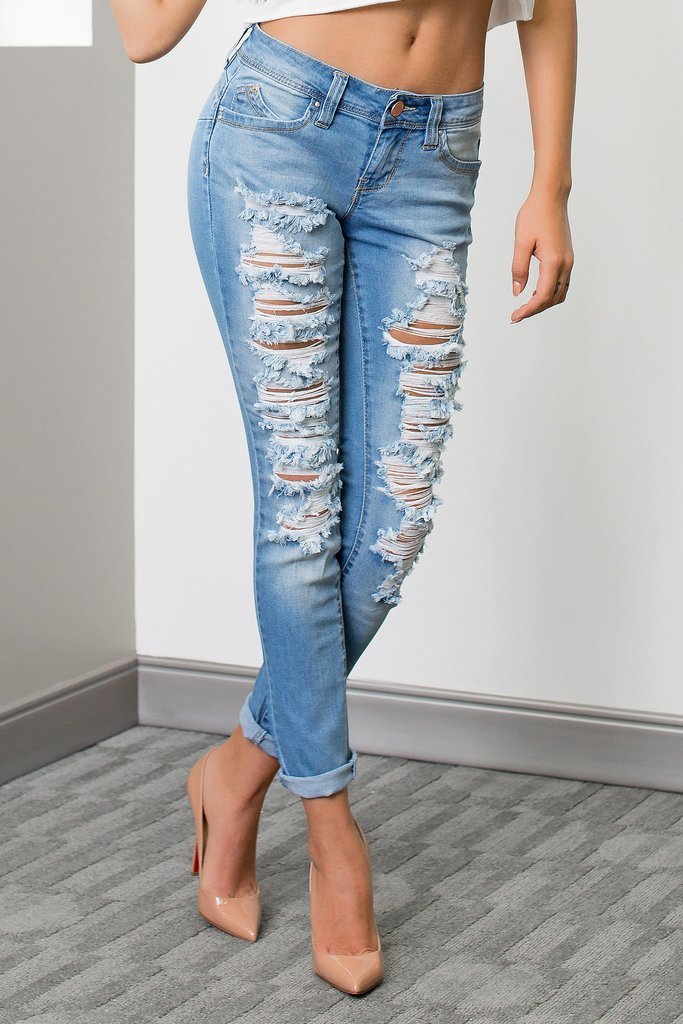 ripped jeans with rips on the back