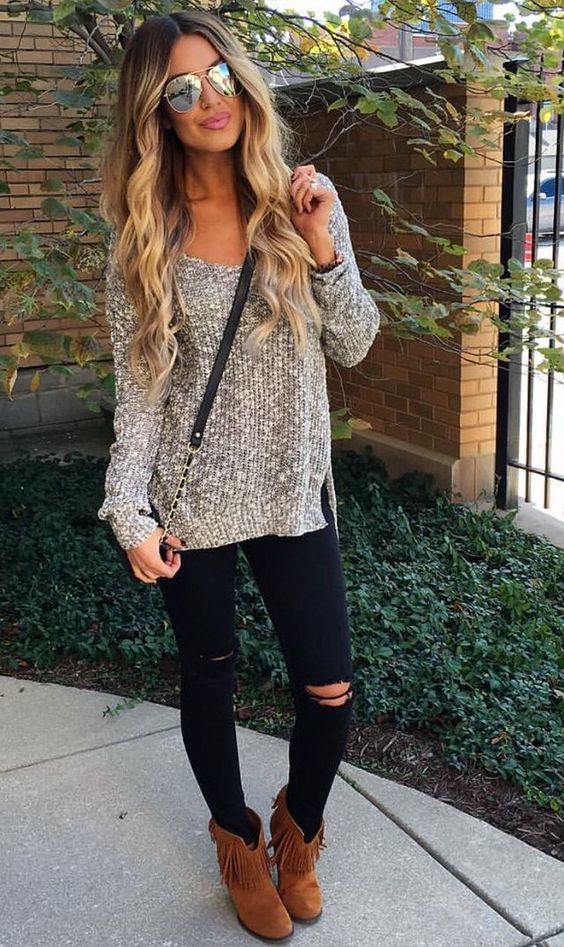 200+ Cute Ripped Jeans Outfits For Winter