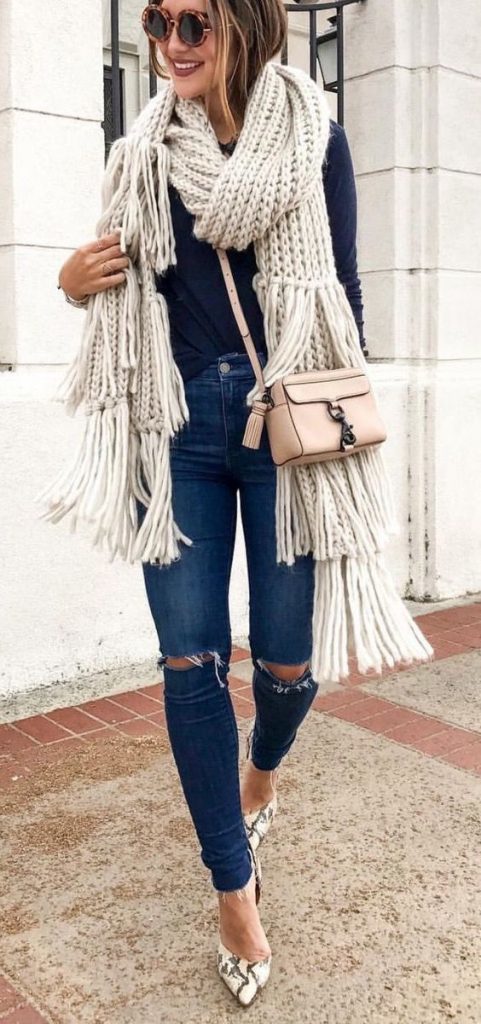 cute outfits with jeans for winter